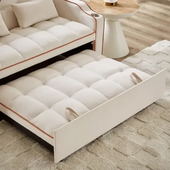 NicBex Modern Pull Out Sofa Bed Convertible Sofa Couch with Adjustable Back, USB Port and Swivel Phone Stand for Living Room image {3}