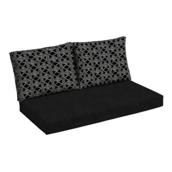 ARDEN Outdoor Loveseat Cushion Set, 48 x 24, Water repellent, Fade Resistant, Cushion Set for Couch, Bench, and Swing 48 x 24, Black Global Stripe image {5}