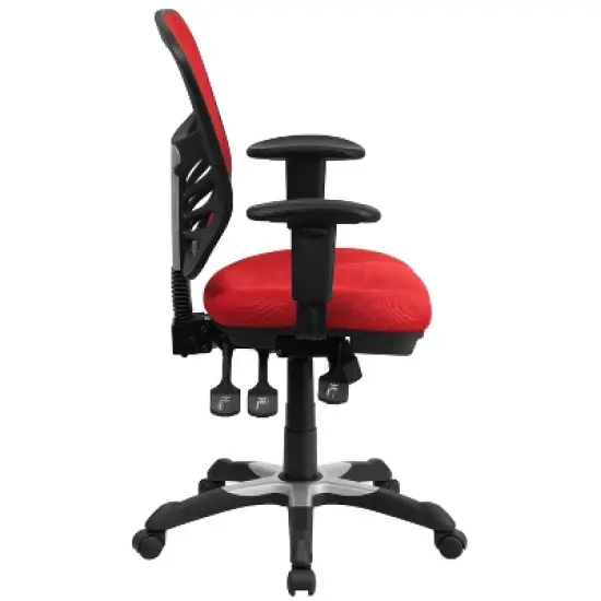 Emma and Oliver Mid-Back Mesh Triple Paddle Swivel Ergonomic Office Chair with Adjustable Arms image {7}