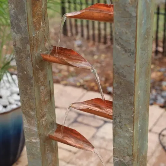 Zigzag Zen 47 3/4" High Large Modern Outdoor Decor Slate and Copper Floor Fountain Cascading Outside Garden Patio Yard Backyard image {6}