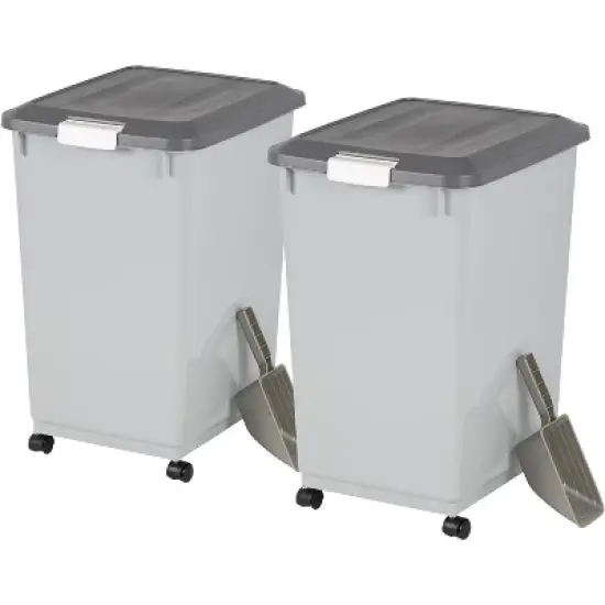 IRIS USA Dog Food Storage Container with Wheels, 2-Cup Scoop, Gray/Dark Gray image {13}