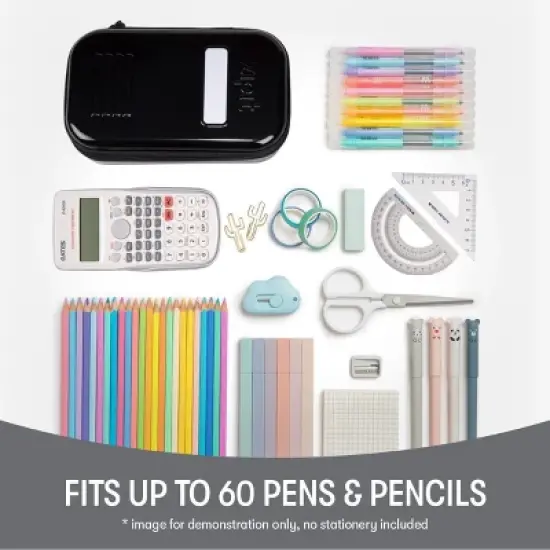 ZIPIT Lock Pencil Case for Kids, Black Pencil Box image {4}