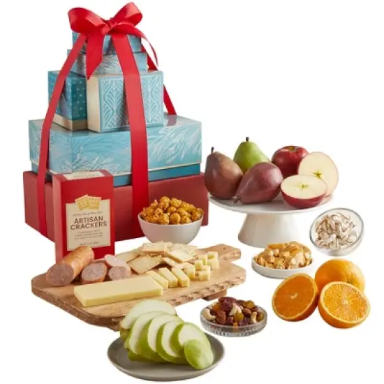 GreatFoods Succulent Fruit & Snacks Deluxe Tower, Premium Gift Tower, Fruit Gift Basket, Snack Gift Basket, Gourmet Food Gifts, Corporate Gifts image {4}