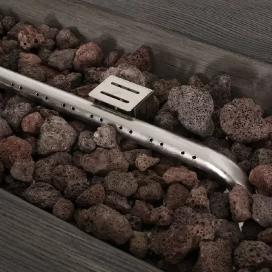 Arnton Outdoor 40000 BTU Rectangle Fire Pit Wood Gray - Christopher Knight Home image {1}