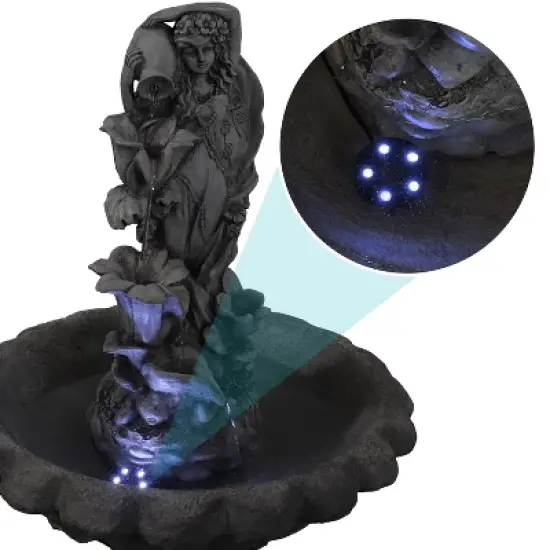 Sunnydaze Outdoor Polyresin Fairy Flower Solar Powered Water Fountain Feature with Battery Backup - 42" image {6}