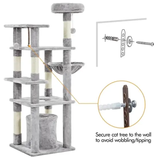 Yaheetech 56.5inch Multilevel Cat Tree Cat Tower with Scratching Posts image {4}
