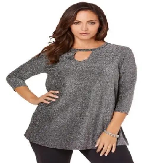 Jessica London Women&rsquo;s Plus Size Keyhole Shimmer Tunic image {2}