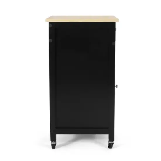 Maynard Contemporary Glass Paneled Kitchen Cart Natural/Black - Christopher Knight Home image {6}