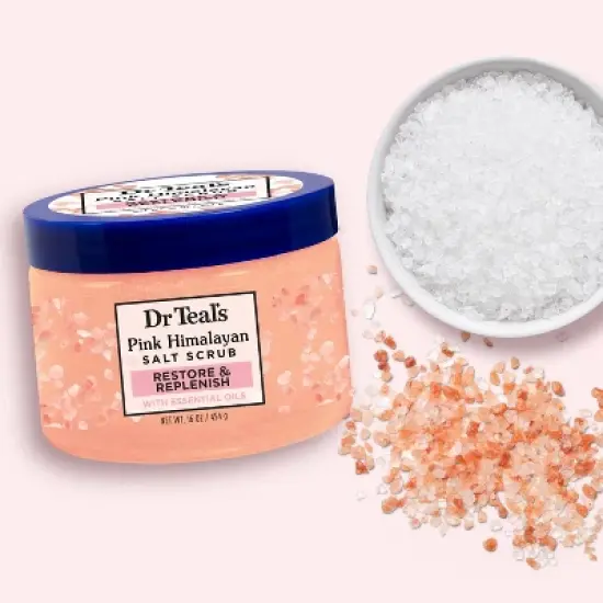 Dr Teal's Restore & Replenish Orange Scented Pink Himalayan Sea Salt Scrub - 16oz image {5}