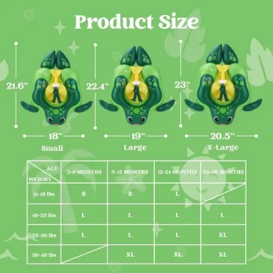 Joyfy Baby Swimming Floats, Adorable Sea Turtle Baby Pool Float with Sunshade, Safe Inflatable Swim Ring for Toddlers 1-3 Years Summer Water Fun image {2}