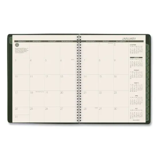 Recycled Weekly Vertical-Column Format Appointment Book, 11 x 8.25, Green Cover, 12-Month (Jan to Dec): 2026 image {2}