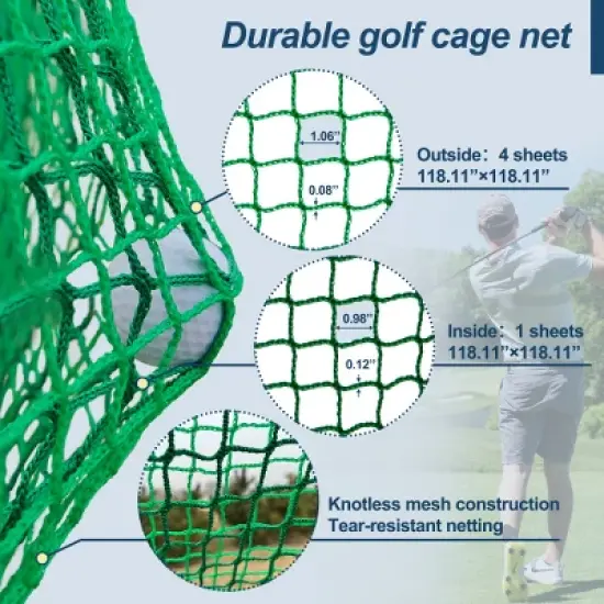 BestParts 10x10x10FT Golf Practice Net Cage with Metal Frame for Indoor & Outdoor Use image {4}