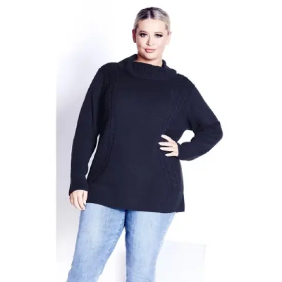 Women's Plus Size Rosie Cable Knit Sweater - navy | AVENUE image {2}
