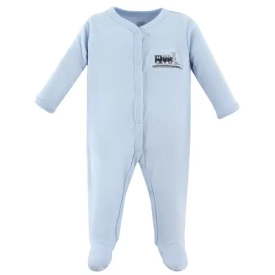 Luvable Friends Baby Boy Cotton Snap Sleep and Play 3pk, Train image {4}