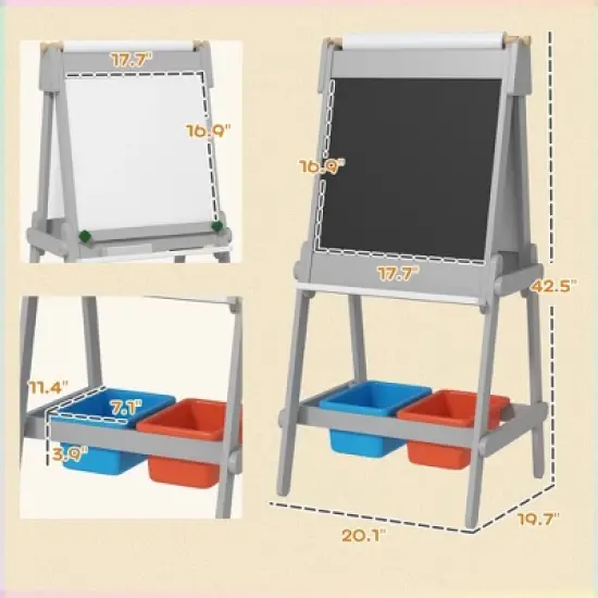 Dexmalle Double Sided Whiteboard & Chalkboard for Toddlers image {9}