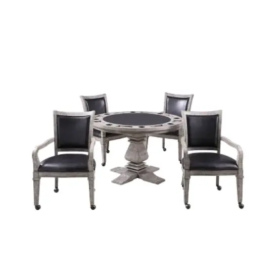 Hathaway Montecito Dining and Poker Table Set with Four Chairs - Driftwood image {4}