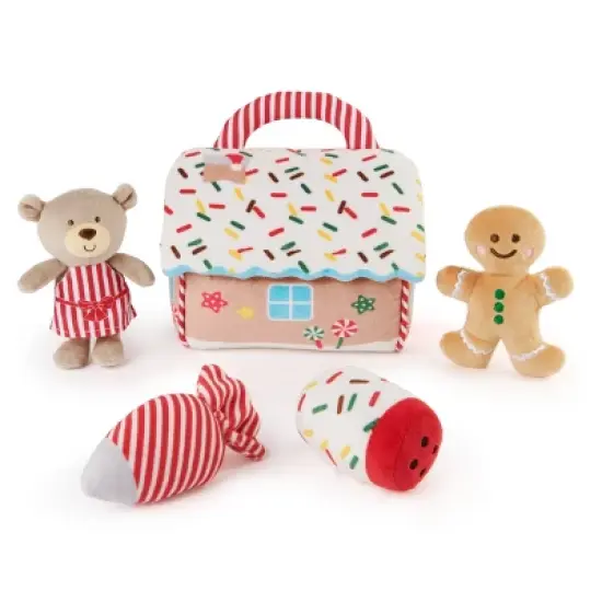 Baby GUND Play Soft Collection, My First Gingerbread House 5-Piece Playset with Rattle, Squeaker and Crinkle Plush Toys, 7.5&rdquo; image {7}