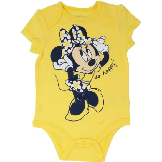 Disney Minnie Mouse Mickey Donald Duck Baby Girls 5 Pack Bodysuits Newborn to Infant image {1}