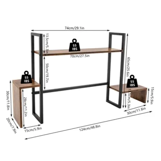 YIYIBYUS 2 Tier Countertop Hutch Display Shelf Desk Hutch Storage Organizer for Office Home image {3}
