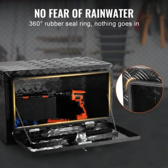 VEVOR Underbody Truck Box, 36" x 17" x 18" Pickup Storage Box, Heavy Duty Aluminum Diamond Plate Tool Box with Lock and Keys image {5}