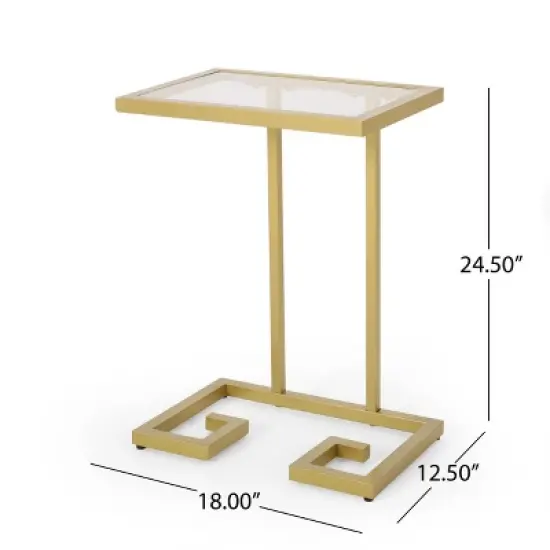 Hickson Modern Glam C Shaped End Table Gold - Christopher Knight Home image {9}