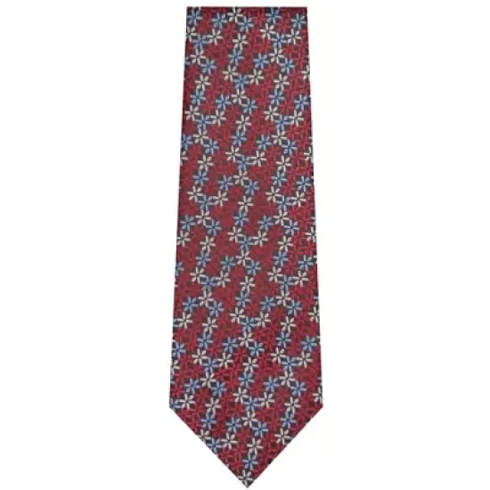 TheDapperTie Men's Burgundy, White And Blue Floral Necktie with Hanky image {1}
