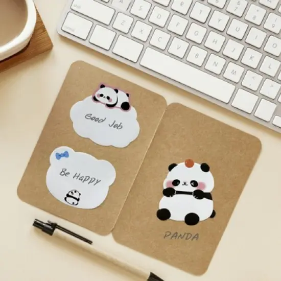 Wrapables Cute Panda Sticky Notes, Adhesive Memo Notepads for Home, Office, Work (Set of 8) image {4}