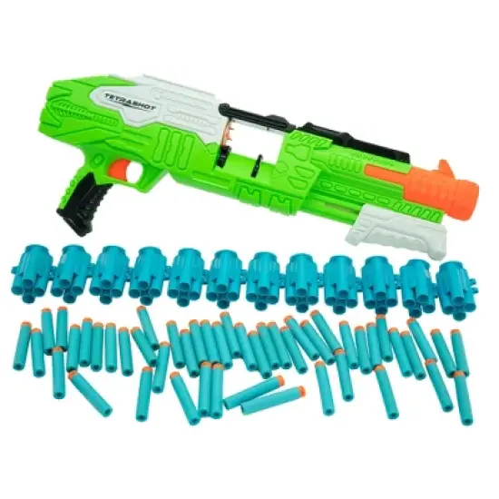 Air Warriors: Tetrashot Green & White Dart Blaster with 98 Accu-Blast Darts & Dart Belt, Ages 6+ image {9}