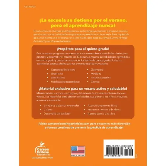 Carson Dellosa Education Summer Bridge Activities Spanish, Grade 4-5 image {1}