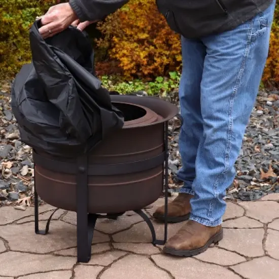 Sunnydaze Cauldron-Style Outdoor Wood-Burning Steel Smokeless Fire Pit with Poker - 23" image {5}