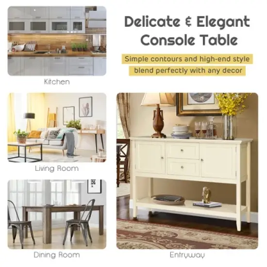 Costway Sideboard Buffet Table Wooden Console Table w/ Drawers & Storage Cabinets Blue/Brown/Gray/Beige image {5}