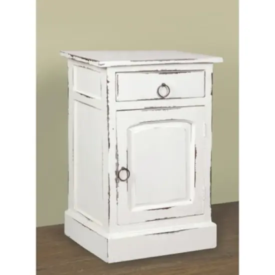 Passion Furniture Shabby Chic Cottage 1-Drawer White Wash Nightstand 25.5 in. H x 17.8 in. W x 13.5 in. D image {4}