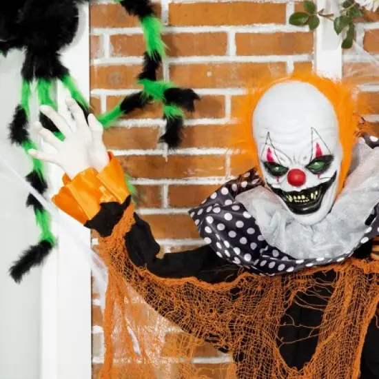 Outsunny 65.25" Life Size Outdoor Halloween Decorations Talking Circus Clown with Balloon, Animated Prop with Sound and Motion Activated image {4}