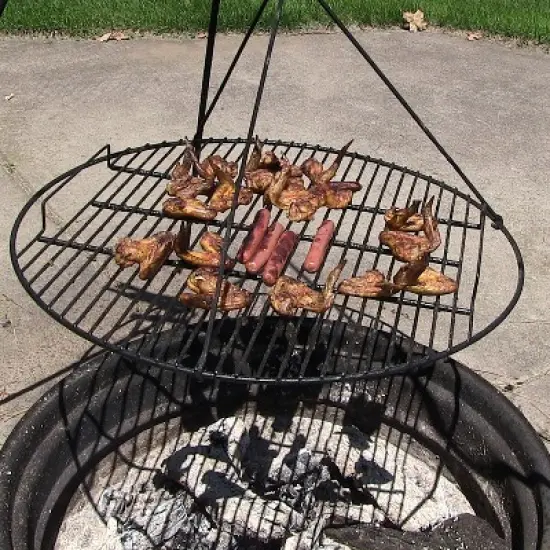 Sunnydaze Outdoor Camping or Backyard Heavy-Duty Steel Round Fire Pit Cooking Rack Grill Grate - 40" image {3}