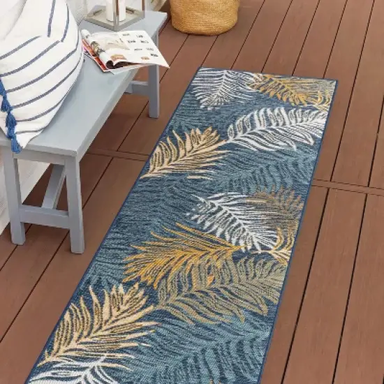 JONATHAN Y Calypso Coastal Casual Palm Frond Reversible Machine-Washable Indoor/Outdoor Area Rug image {3}