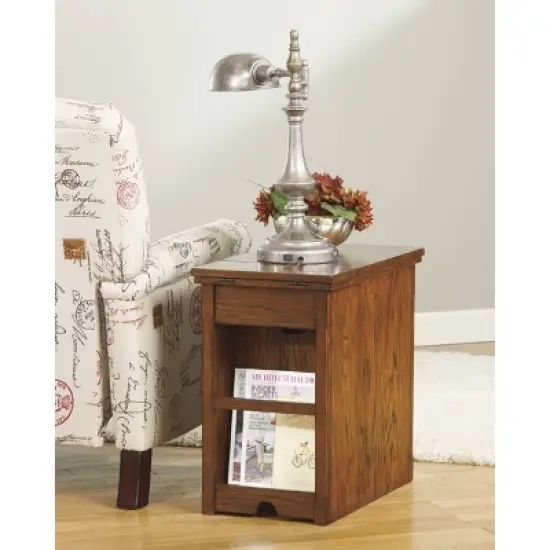 Laflorn Chairside End Side Table with USB Ports and Outlets Brown - Signature Design by Ashley image {3}