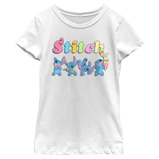 Girl's Lilo & Stitch Colorful Action Poses Stitch T-Shirt image {3}
