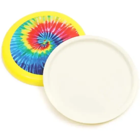 Blue Panda 4 Pack Outdoor Indoor Flying Disc Tie-Dye Toys for Kids, Beach Family Games, Yellow, 8 in image {4}