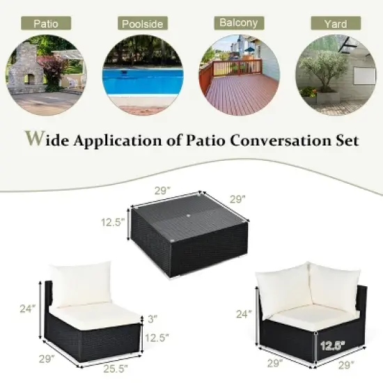 Costway 7PCS Patio Rattan Sofa Set Sectional Conversation Furniture Set Garden image {1}