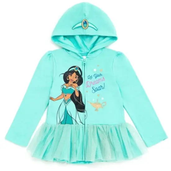 Disney Princess Moana Cindrella Ariel Belle Zip Up Hoodie Little Kid to Big Kid image {11}