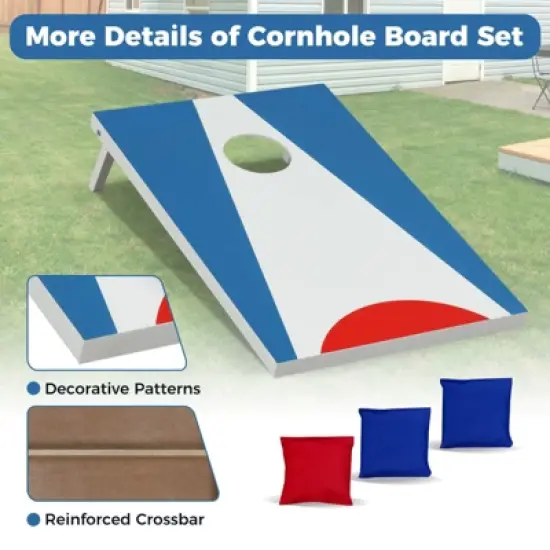 Costway 3 x 2 FT Cornhole Board Set with Foldable Legs & Side Handle 8 Bean Bags Included image {8}