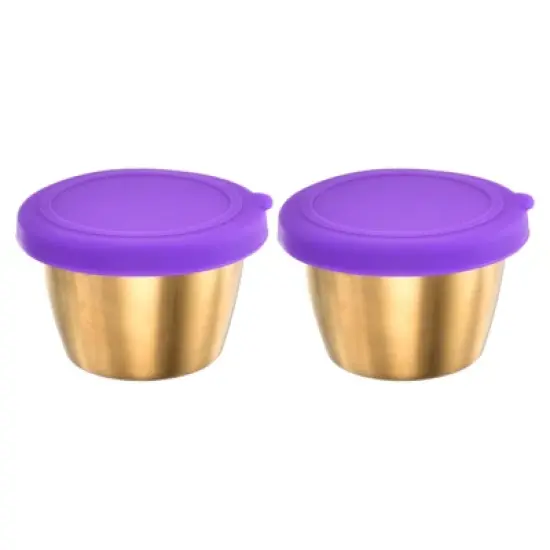 Unique Bargains Stainless Steel Salad Dressing Purple Bowls with Lids image {6}