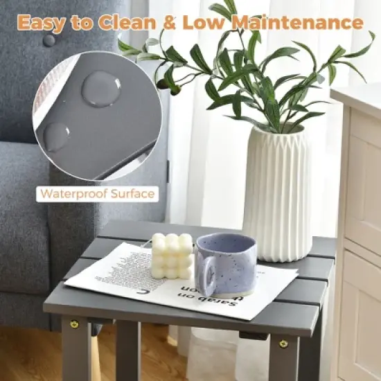 Costway 2PCS Patio Adirondack Chair Side Table Set Solid Wood Garden Deck Grey image {4}