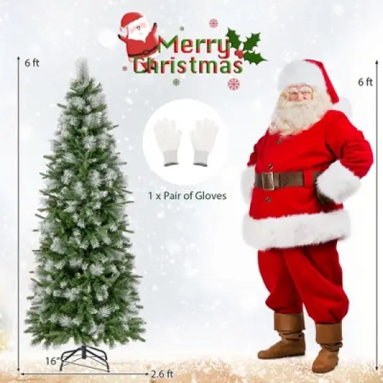 Costway 6/7.5/9 FT Pre-Lit Artificial Christmas Tree with 580/820/1228 Frosted Tips 470 LED Lights image {2}