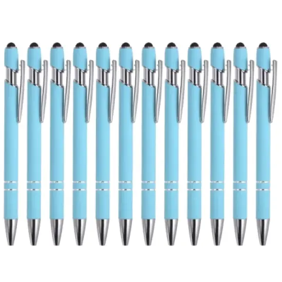 Unique Bargains Metal Black Ink Medium Point 2 in 1 Ballpoint Pen with Screen Touching Tip Style 1 12 Pcs image {11}