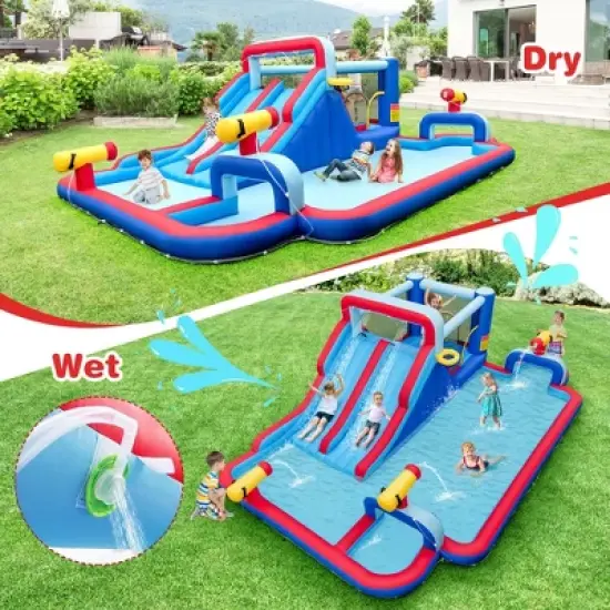 Costway Inflatable Water Slide Park Kids Bounce House Climbing Jumping without Blower image {2}