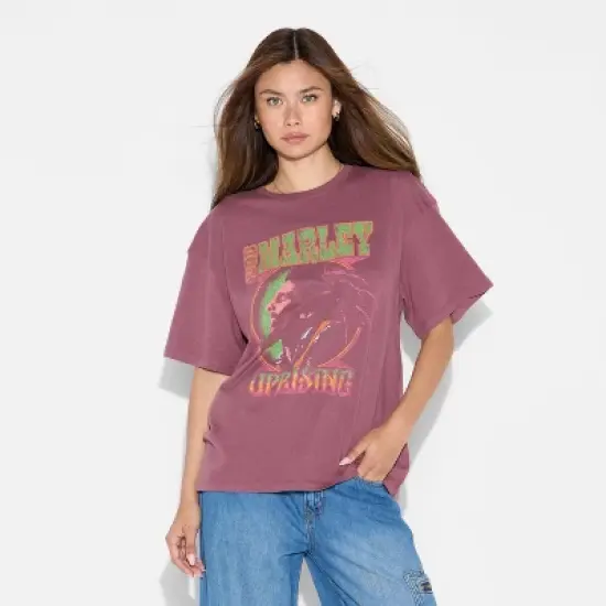 Women's Bob Marley Resurrection Short Sleeve Graphic T-Shirt - Cherry Brown image {1}