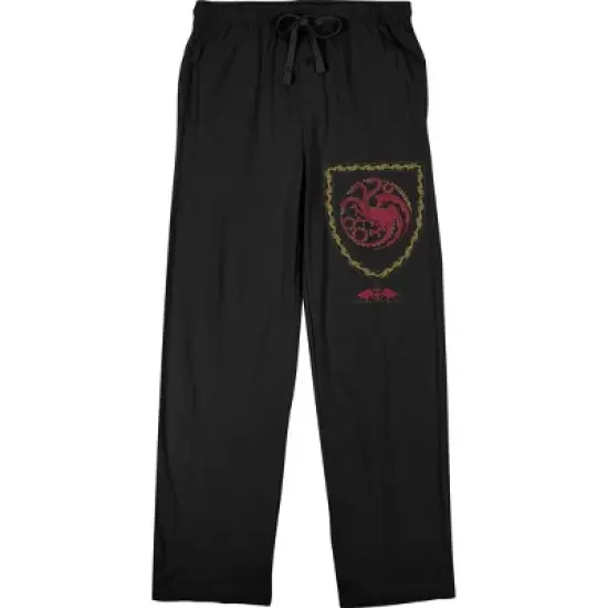 House Of The Dragon Targaryen Shield Unisex Adult Black Sleep Pajama Pants image {1}