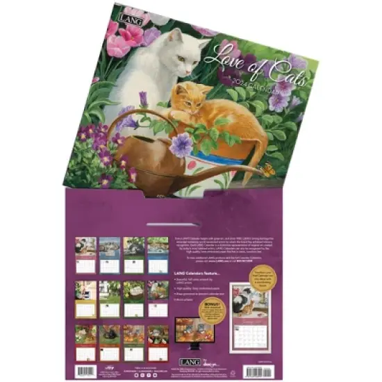Lang 2024 Wall Calendar 24"x12" Love of Cats image {3}