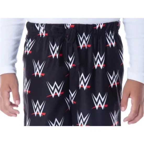 WWE Boys' Allover WWE Logo Pattern Kids Loungewear Sleep Pajama Pants Black image {3}